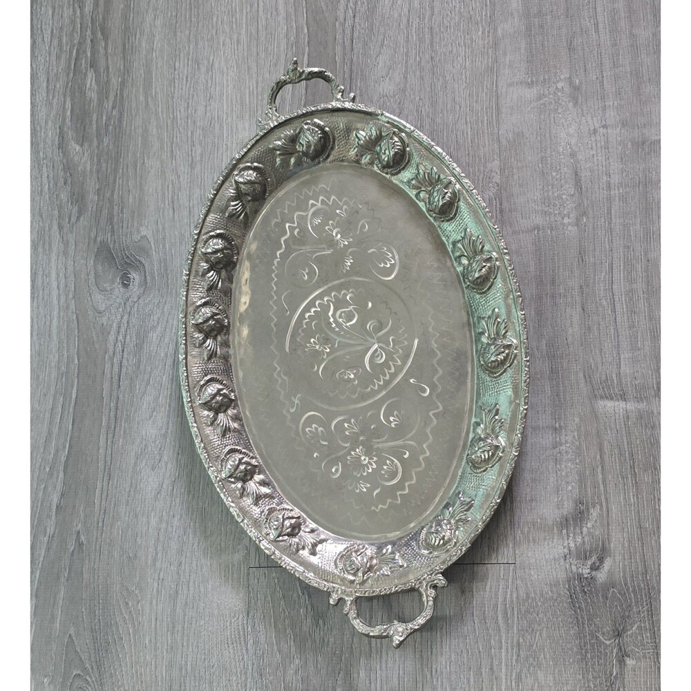 Turkish Silver Plated Serving Tray * Rare